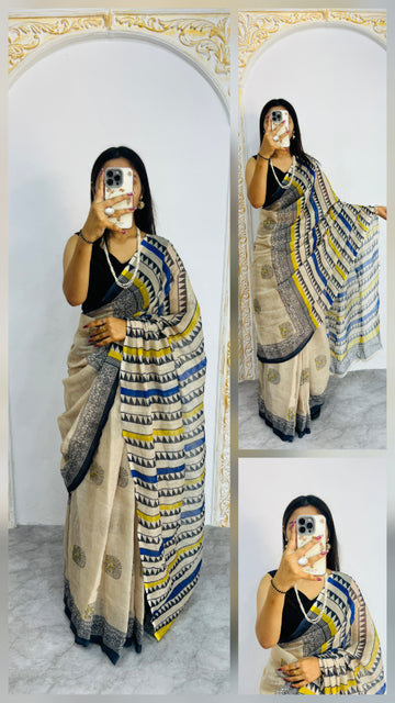Premium Linen Cotton Saree