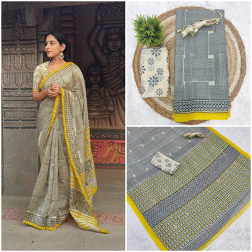 Elegant Lilan Cotton Digital Print Saree.