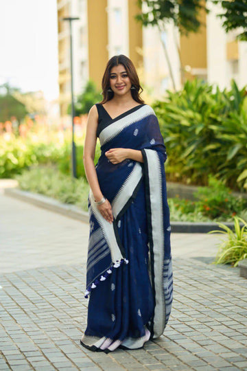 This beautifully crafted saree is made from premium Lilan cotton saree.