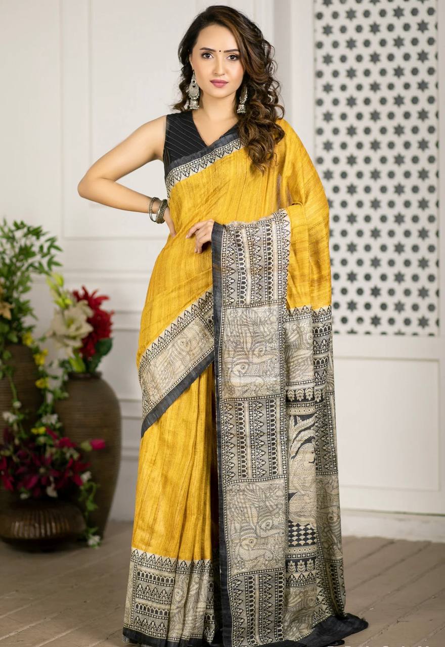 ✨ Linen Cotton Madhubani Saree ✨