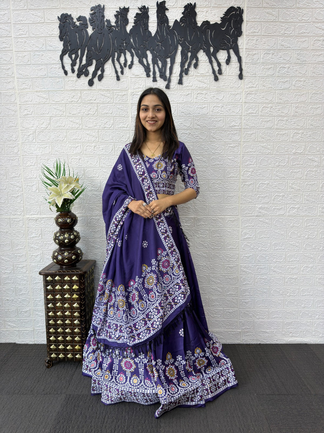 Elegant Violet Ethnic Lehenga Choli for Women