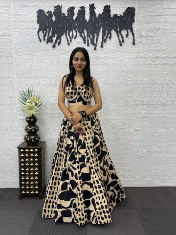 Urban Luxe Abstract Print Lehenga Choli Set