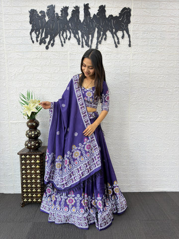 Elegant Violet Ethnic Lehenga Choli for Women
