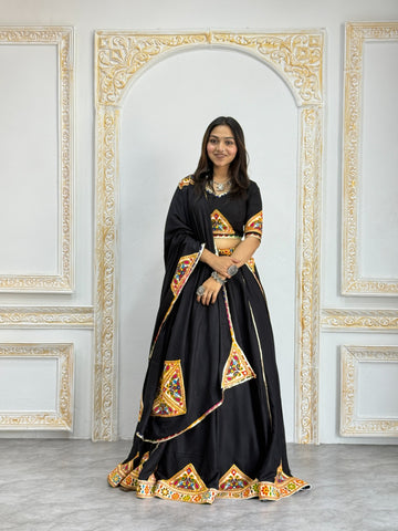 Traditional Mirror Work Lehenga Choli Set with Dupatta for Women