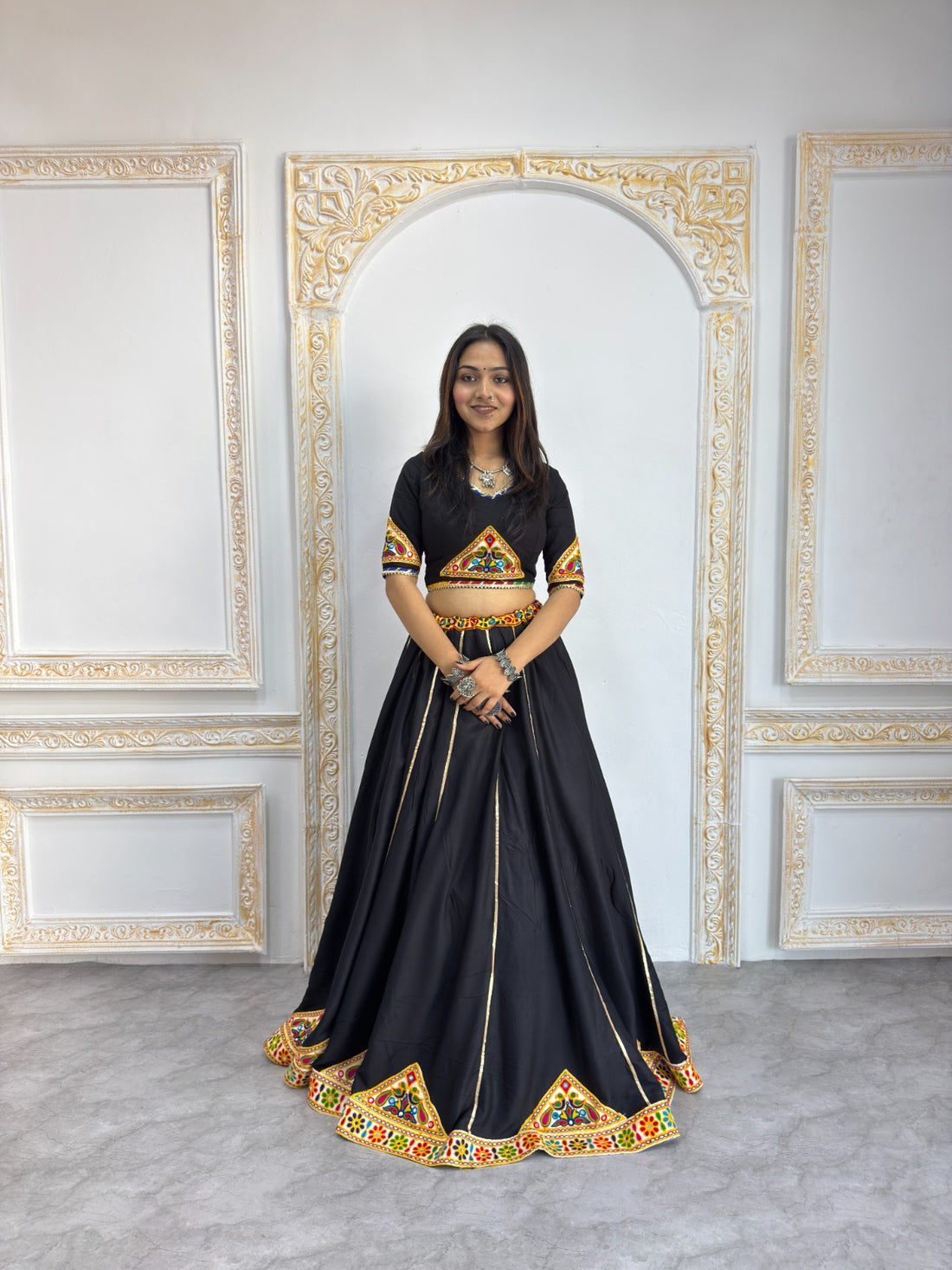 Traditional Mirror Work Lehenga Choli Set with Dupatta for Women