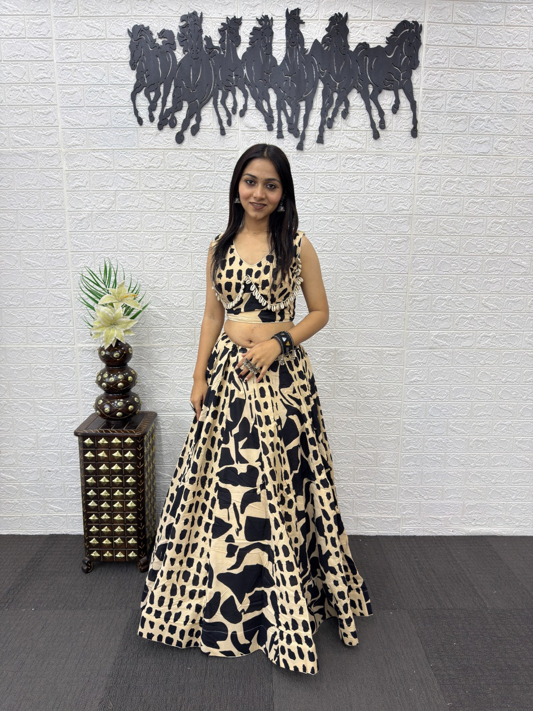 Urban Luxe Abstract Print Lehenga Choli Set